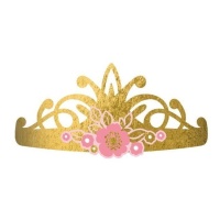 Tiaras dorées de Princesse pour un jour - 8 unités