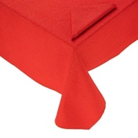 Nappe de 2,00 x 1,50 m en tissu Lurex rouge avec 4 serviettes