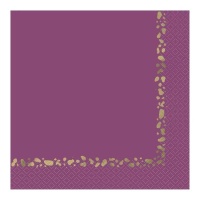 Serviettes violettes avec motif animal doré de 16,5 x 16,5 cm - 16 unités