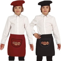 Ensemble de petit vendeur de marrons avec béret et tablier