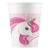 Gobelets de Licorne Rose de 200 ml - 8 unités