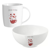 Tasse de 350 ml et bol de 450 ml Love animaux - 2 unités