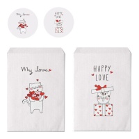 Enveloppe cadeau de 16 x 13 cm de Love Mascotas avec autocollants - 10 unités