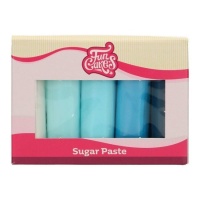 Set de pâte à sucre 5 couleurs palette bleue 500 gr - FunCakes