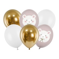 Ballons en latex Ourson Bébé de 30 cm - PartyDeco - 6 unités