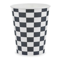 Verres avec motif de course à damier de 220 ml - 6 unités