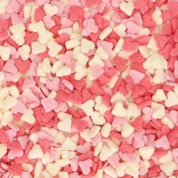 Sprinkles de mini coeurs blancs, rouges et roses de 60 g - FunCakes