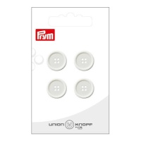 Boutons blancs avec bord de 1,5 cm avec quatre trous - Prym - 4 unités