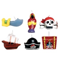 Bougies de pirate avec plusieurs designs - 6 unités