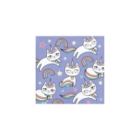 Serviettes de table chat licorne 12,5 x 12,5 cm - 16 pcs.