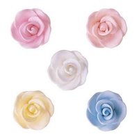 Figures de sucre de roses colorées de 3 cm - Dekora - 76 unités