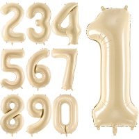 Ballon chiffre beige de 72 cm - Partydeco - 1 unité