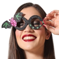 Lunettes d'Halloween avec paillettes noires