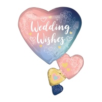 Ballon de coeurs Wedding Wishes de 76 x 58 cm - Anagram