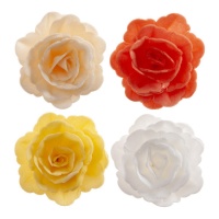 Galettes de fleurs de roses de 7 cm de couleur automnale - Dekora - 15 pcs.