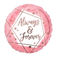 Ballon rond rose Always and Forever de 43 cm - Anagram