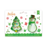 Emporte-pièces sapin de Noël et bonhomme de neige - Decora - 2 unités