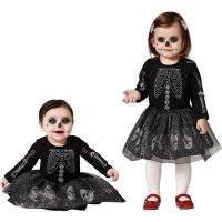 Costume de squelette Catrina noir pour bébé fille