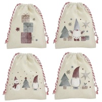 Sac cadeau de 15 x 12 x 1 cm de Noël assorti - 1 unité