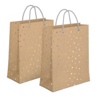 Sac cadeau de 45 x 33 x 10 cm en kraft avec étoiles - 1 unité