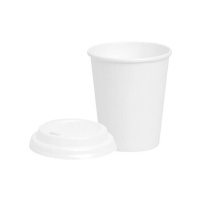 Gobelets en carton blanc de 200 ml avec couvercle trou - 25 unités