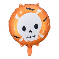 Ballon rond avec crâne et chauves-souris de 45 cm - PartyDeco