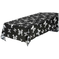 Nappe noire avec des crânes de 1,37 x 2,74 m - 1 unité