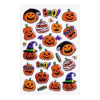 Autocollants d'Halloween citrouilles en relief - 1 feuille