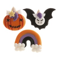 Figurines en sucre d'Halloween de licorne en 2D de 3,5 x 5,5 cm - Dekora - 48 unités