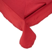 Nappe en tissu rouge avec jour échelle 1,50 x 2,00 m avec 6 serviettes