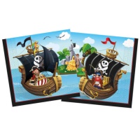 Serviettes Pirate aventurier de 16,5 x 16,5 cm - 20 unités