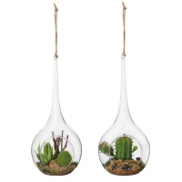 Pendentif en cristal pointu avec plantes de 20 cm - 1 unité