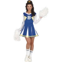 Déguisement de pom-pom girl équipe B bleu pour femme