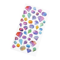 Autocollants 3D formes diamants multicolores pastel - 1 feuille