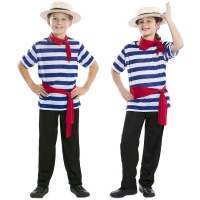 Déguisement de gondolier à rayures bleues pour enfant