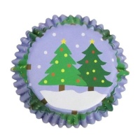 Capsules pour cupcakes avec sapins de Noël et intérieur en aluminium - PME - 30 unités