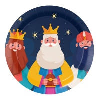 Assiettes des Rois Mages avec étoiles de 18 cm - 8 unités