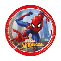 Assiettes Spiderman en ville de 19,5 cm - 8 unités