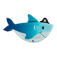 Ballon requin avec chapeau de pirate de 74 x 42 cm - Grabo