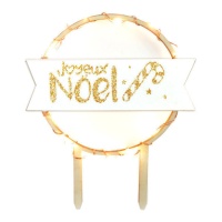 Cake topper en bois avec lumières LED de Joyeux Noël - scrapcooking