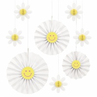 Pendentifs de ventilateur de marguerites - 8 unités