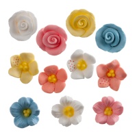 Figures en sucre de fleurs et roses assorties de 2 cm - Dekora - 128 unités