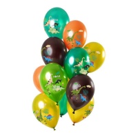 Ballons en latex avec motifs de dinosaures - 12 unités