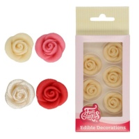 Figurines de massepain en forme de rose avec paillettes de 2,5 cm - FunCakes - 6 unités