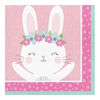 Serviettes de Lapin Bébé de 16,5 x 16,5 cm - 16 unités