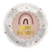 Ballon Arc-en-Ciel Boho Happy Birthday de 45 cm - Folat