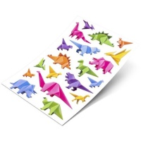 Autocollants 3D de dinosaures origami - 1 feuille