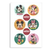 Mini disques de gaufrette comestible Mickey & Friends de 6 cm - 6 unités