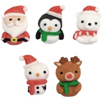 Figurines en sucre du Père Noël et ses amis de 3,5 cm - 30 unités