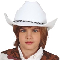 Chapeau de cow-boy blanc pour enfant - 54 cm